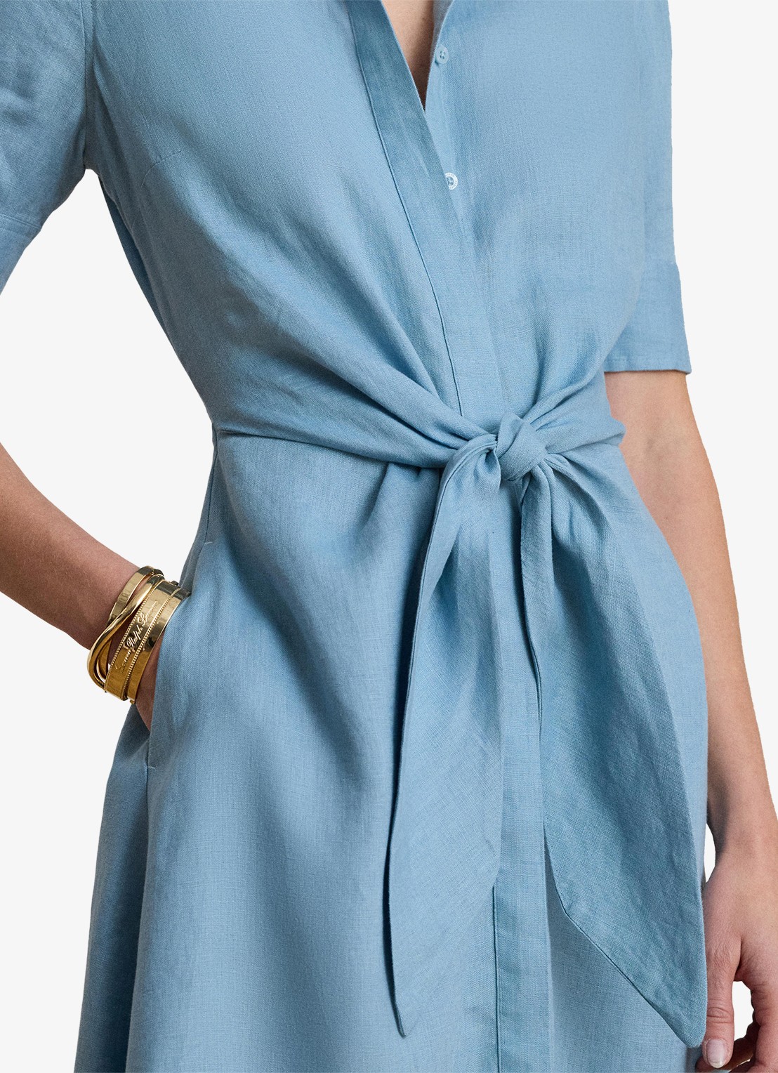 Ralph Lauren Midi blousejurk met gestrikt detail - detail 3 blue note / blauw