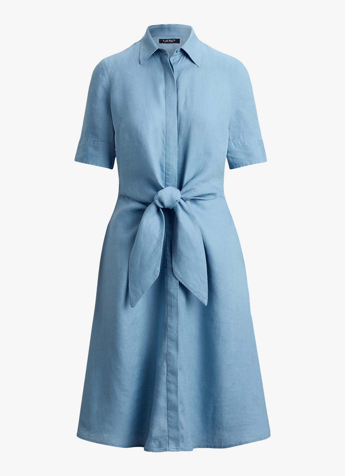 Ralph Lauren Midi blousejurk met gestrikt detail - voorkant blue note / blauw