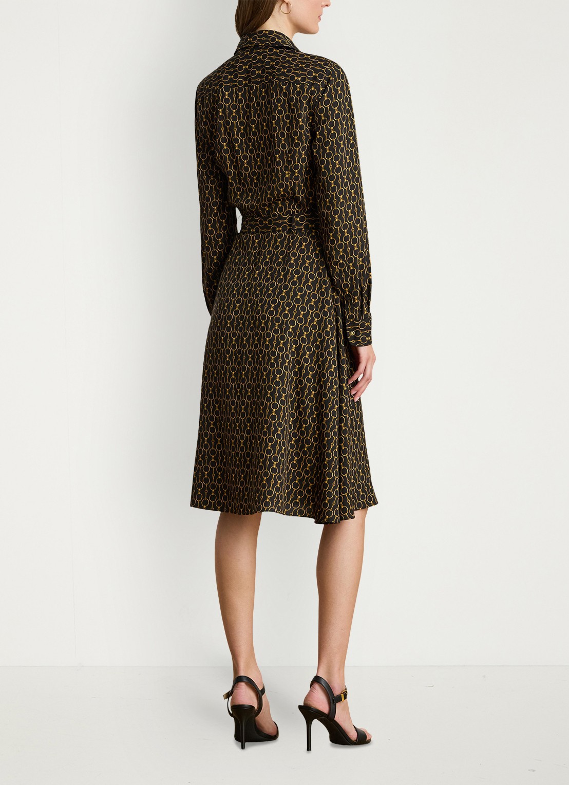 Ralph Lauren Midi blousejurk met print - achterkant black multi / zwart