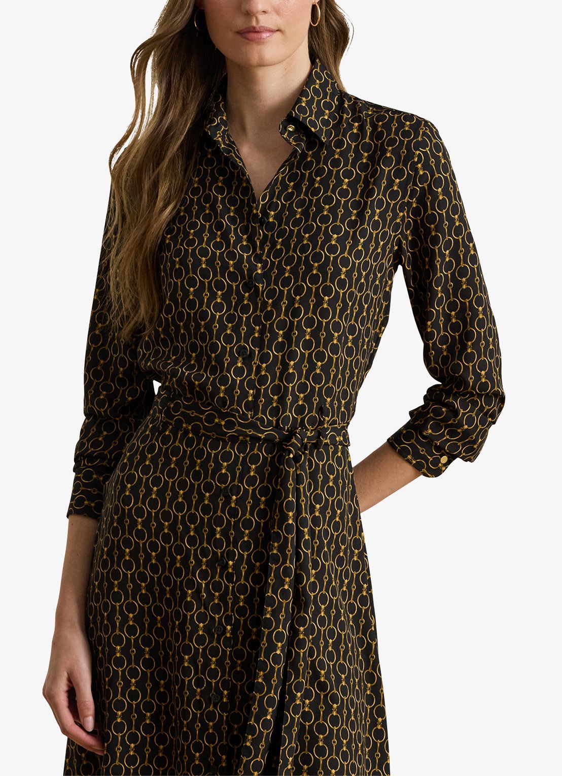 Ralph Lauren Midi blousejurk met print - detail 2 black multi / zwart
