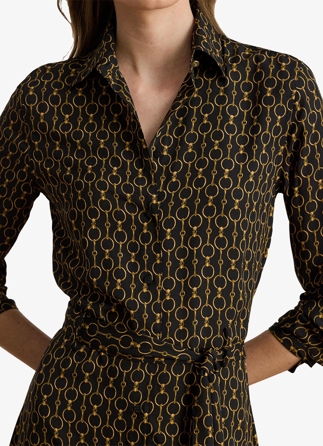 Ralph Lauren Midi blousejurk met print - detail 3 black multi / zwart