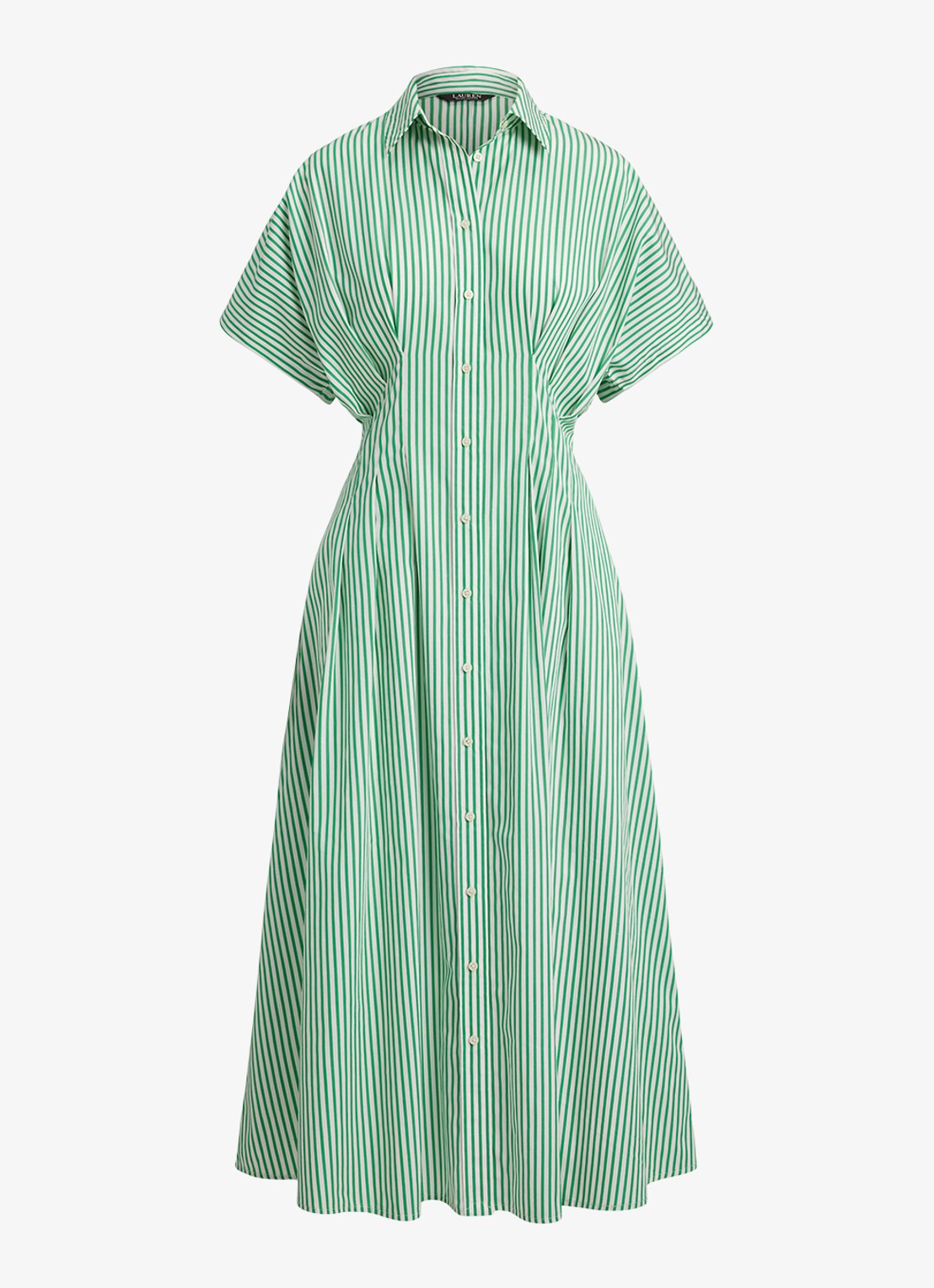 Ralph Lauren Midi blousejurk met streepprint en steekzakken - voorkant 3 groen