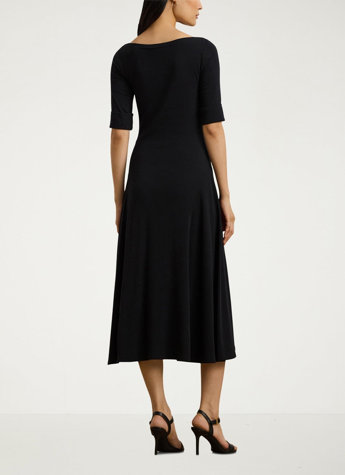 Ralph Lauren Midi jurk met boothals - achterkant 5 zwart