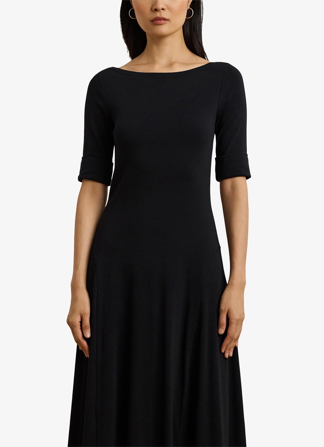 Ralph Lauren Midi jurk met boothals - detail zwart