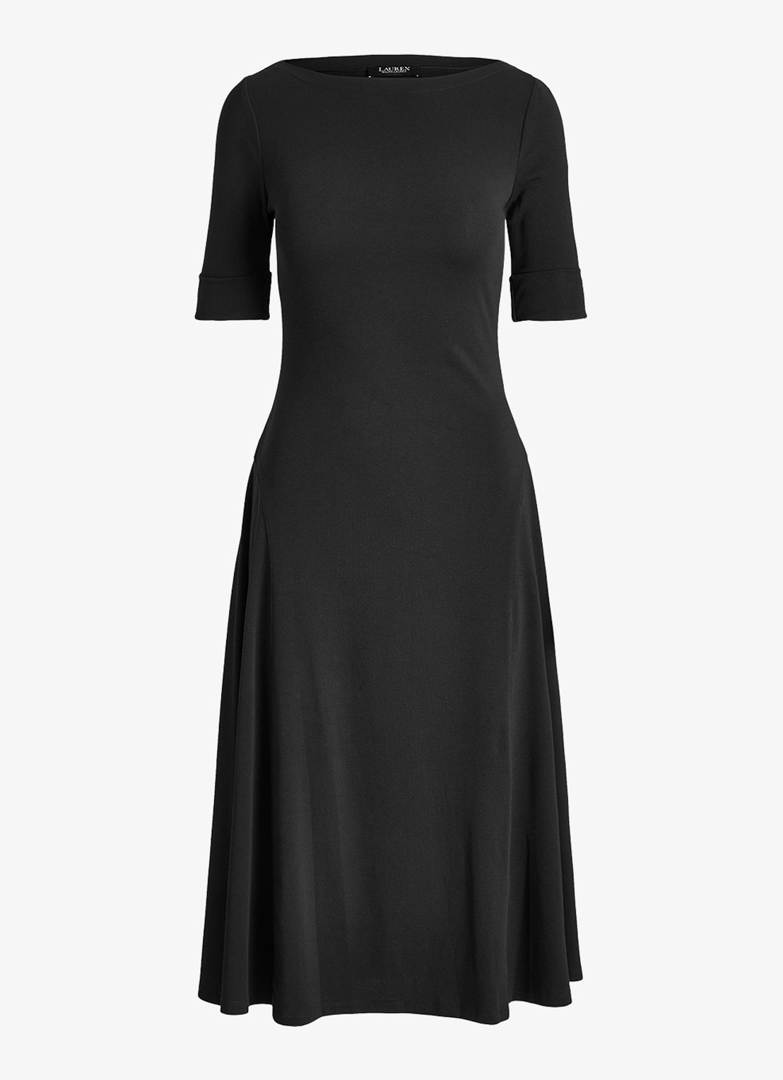 Ralph Lauren Midi jurk met boothals - voorkant 3 zwart