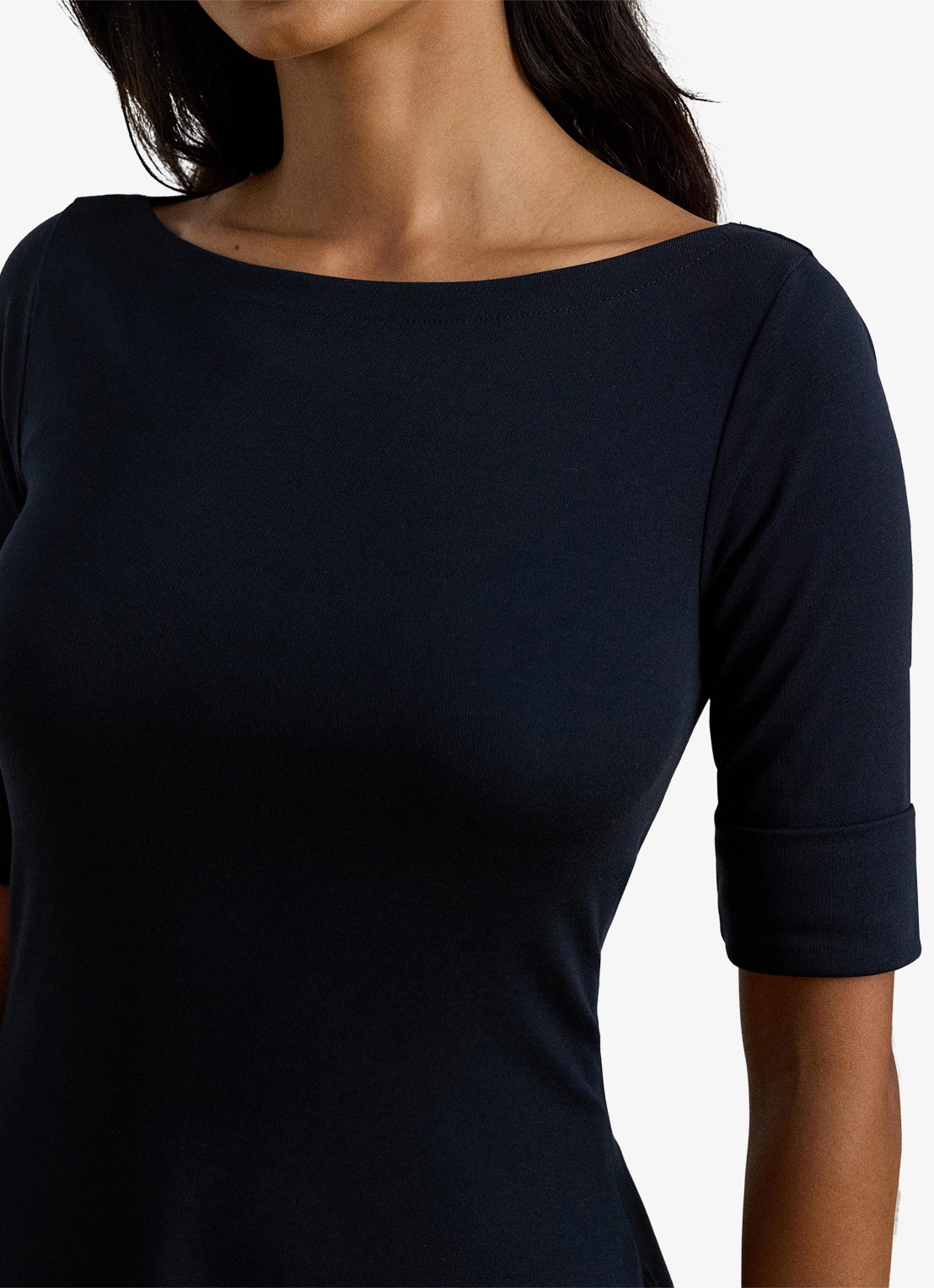 Ralph Lauren Midi jurk met boothals - detail 7 lighthouse navy / donkerblauw