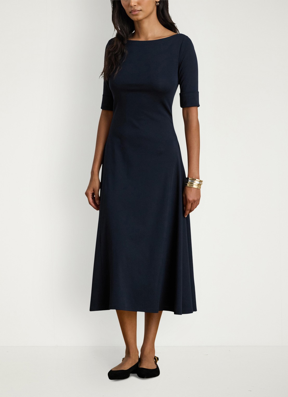 Ralph Lauren Midi jurk met boothals - detail 8 lighthouse navy / donkerblauw