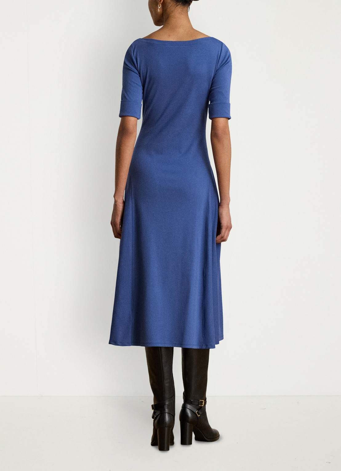 Ralph Lauren Midi jurk met boothals - achterkant 5 inky blue / blauw