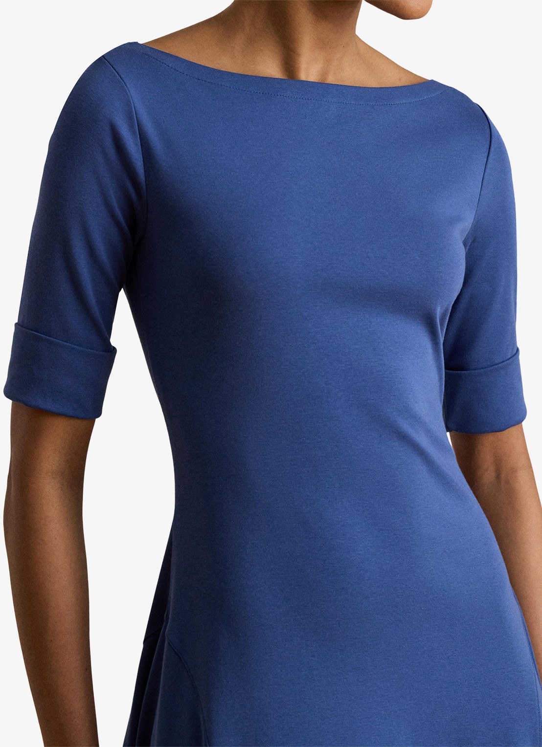 Ralph Lauren Midi jurk met boothals - detail inky blue / blauw