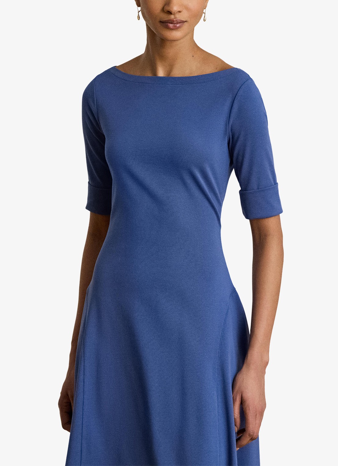 Ralph Lauren Midi jurk met boothals - detail 2 inky blue / blauw