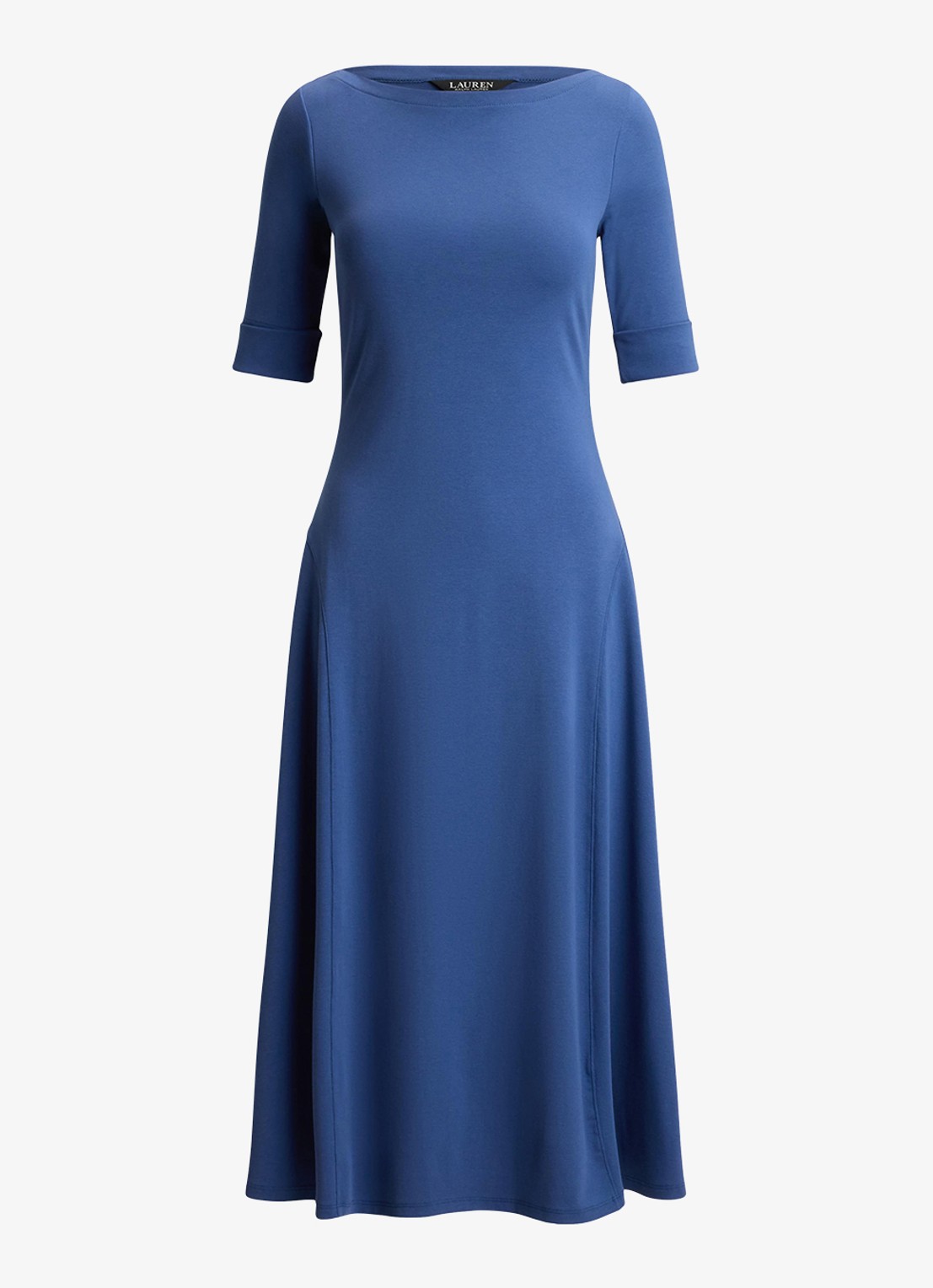 Ralph Lauren Midi jurk met boothals - voorkant 3 inky blue / blauw