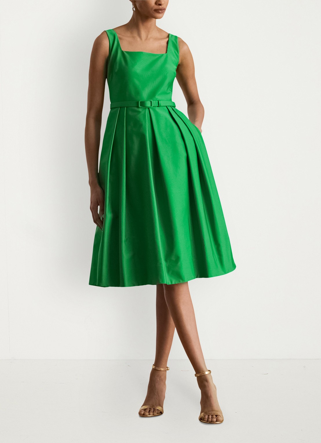 Ralph Lauren Midi jurk met ceintuur en steekzakken - detail 2 stem / groen