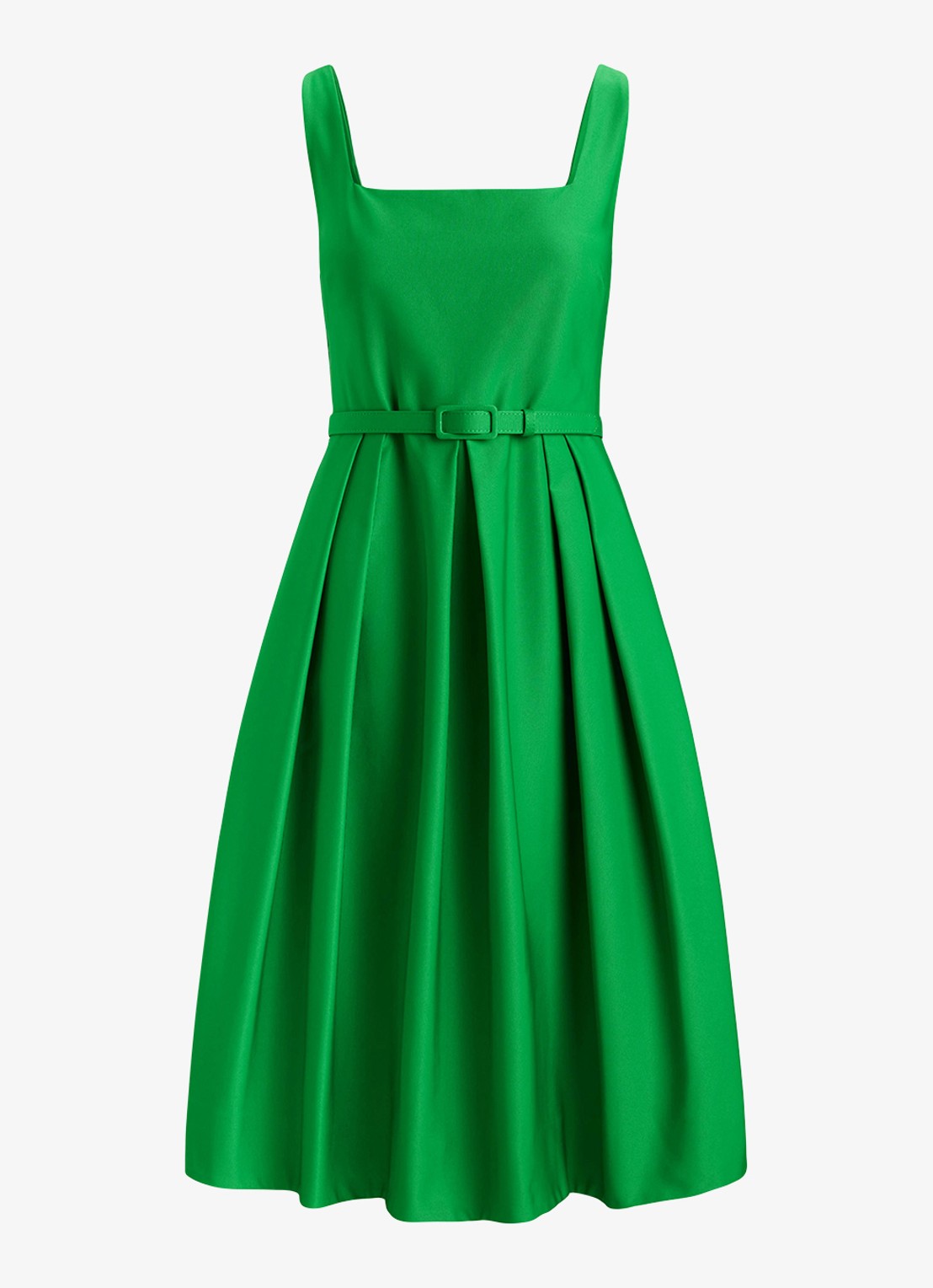 Ralph Lauren Midi jurk met ceintuur en steekzakken - voorkant stem / groen