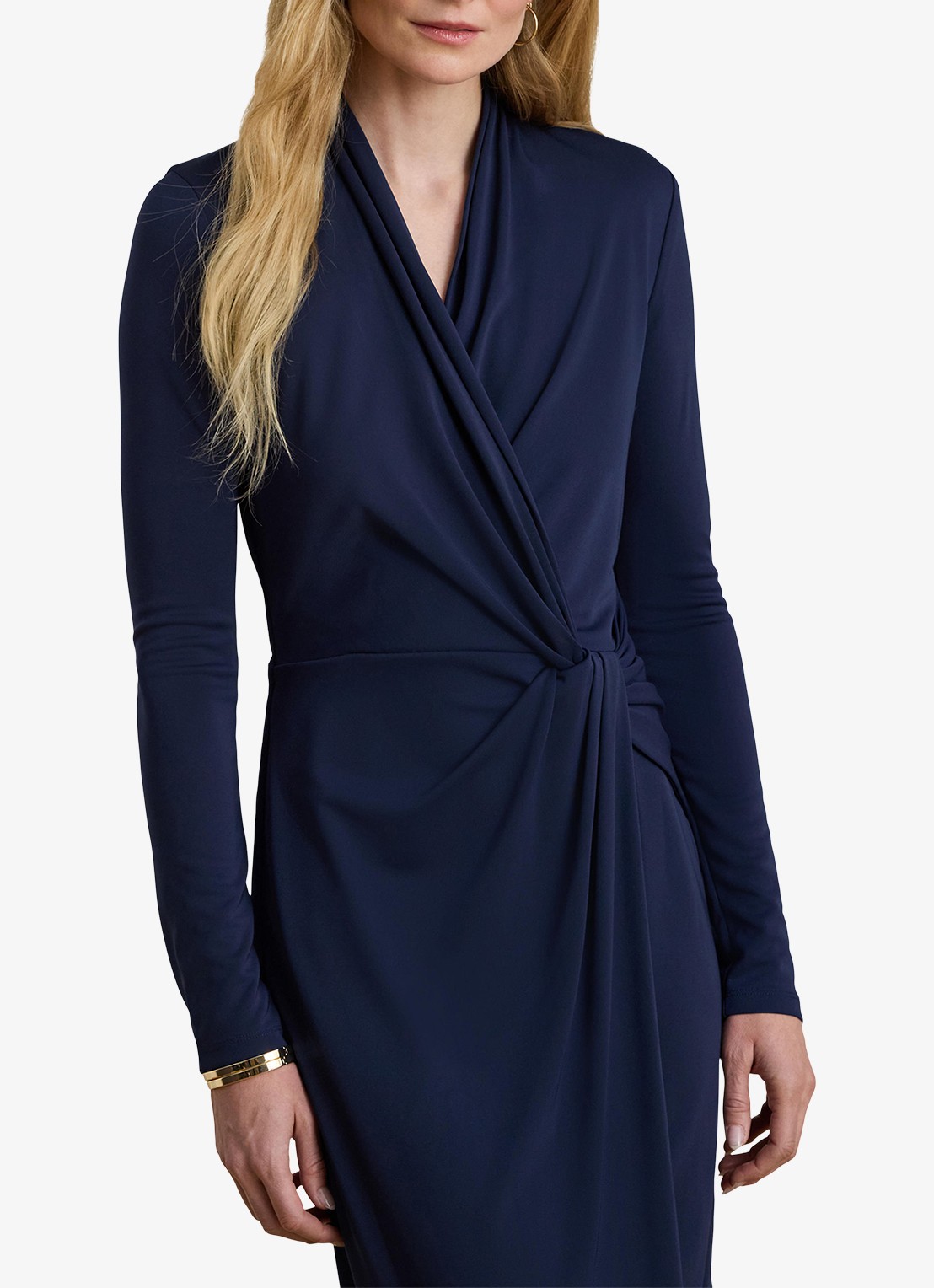 Ralph Lauren Midi jurk met geknoopt detail - detail 5 refined navy / blauw