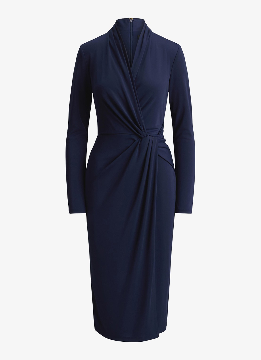 Ralph Lauren Midi jurk met geknoopt detail - voorkant 2 refined navy / blauw