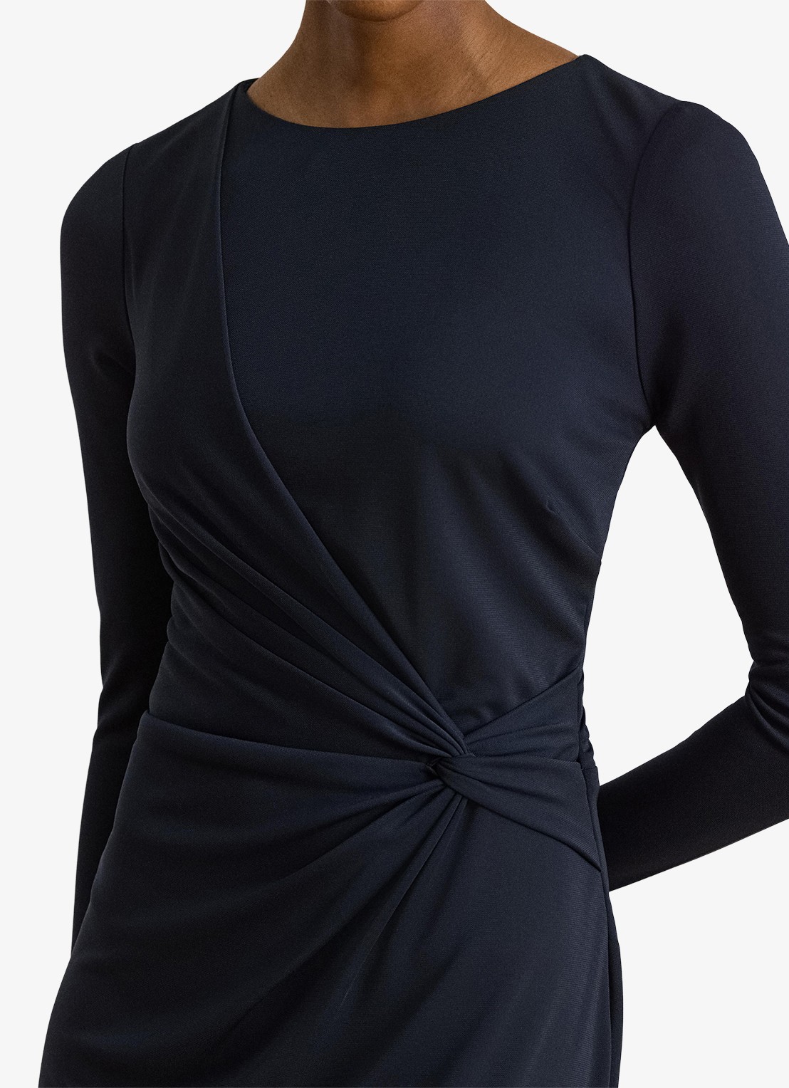 Ralph Lauren Midi jurk met geknoopt detail - detail donkerblauw