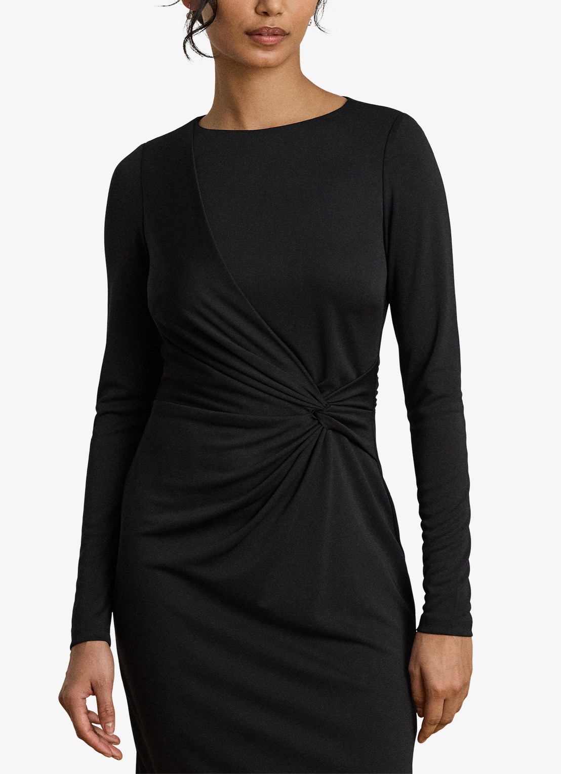 Ralph Lauren Midi jurk met geknoopt detail - detail 3 zwart