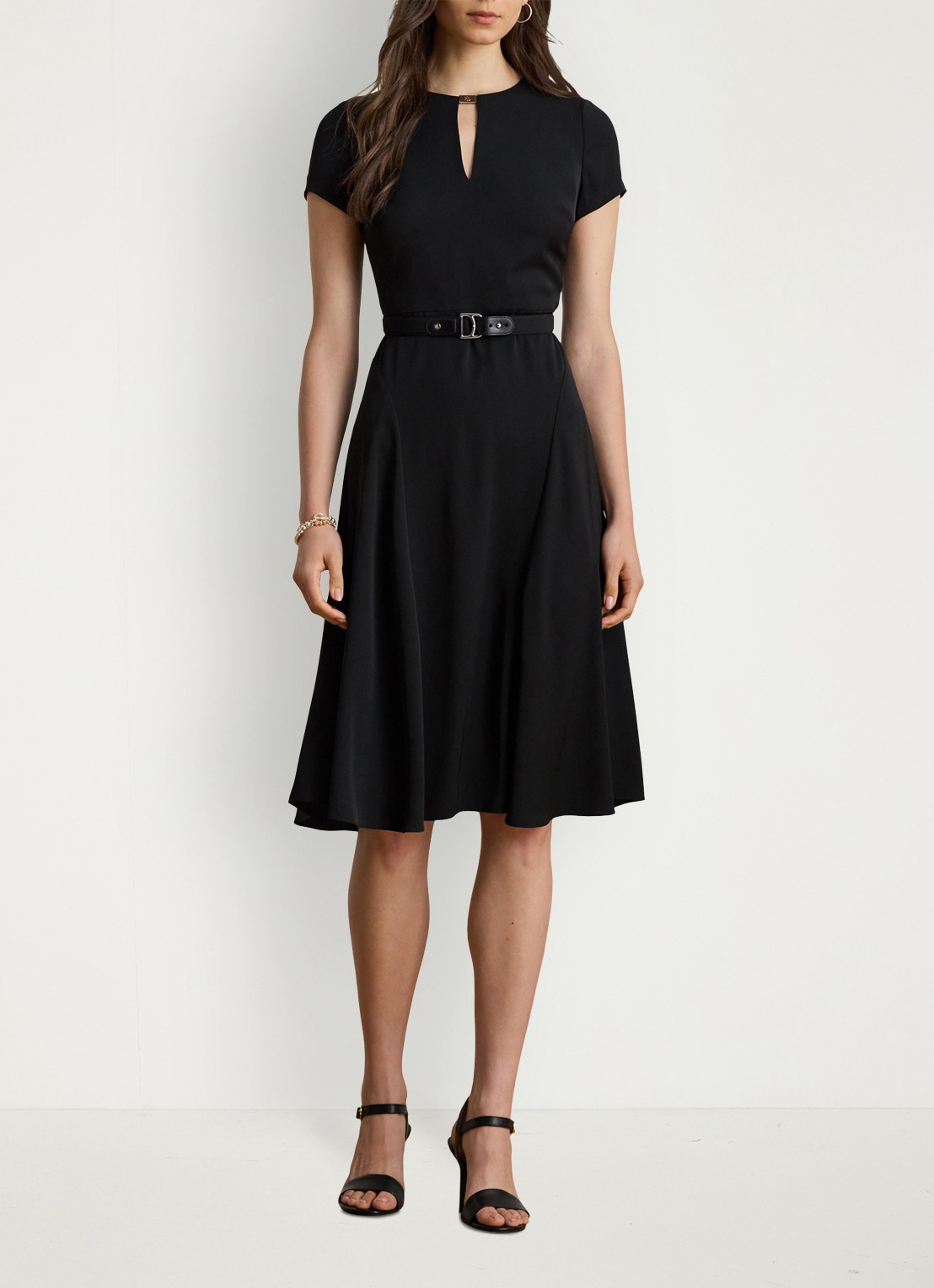 Ralph Lauren Midi jurk met gesp - voorkant 4 zwart