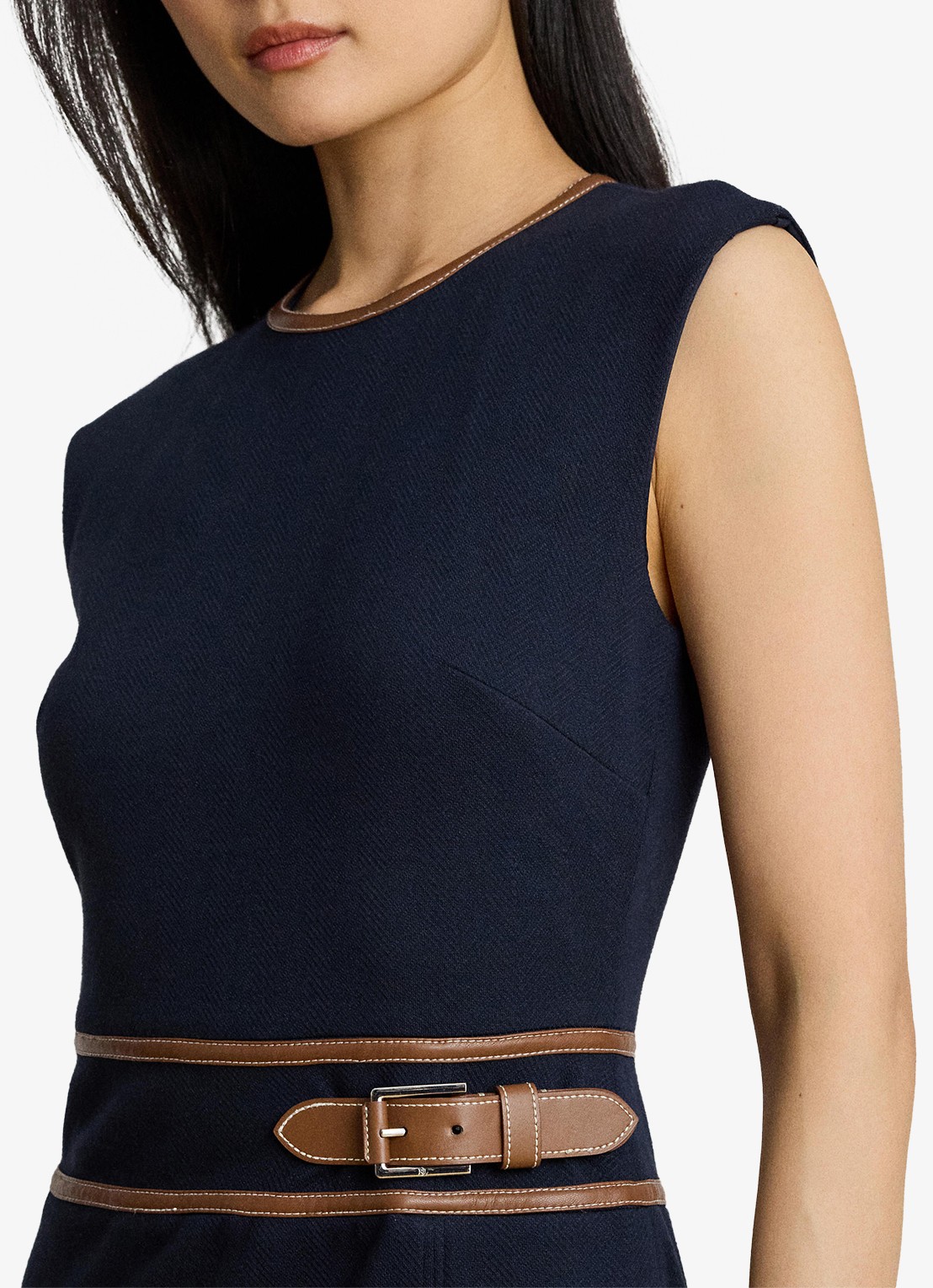 Ralph Lauren Midi jurk met gespdetail - detail 5 lauren navy / donkerblauw