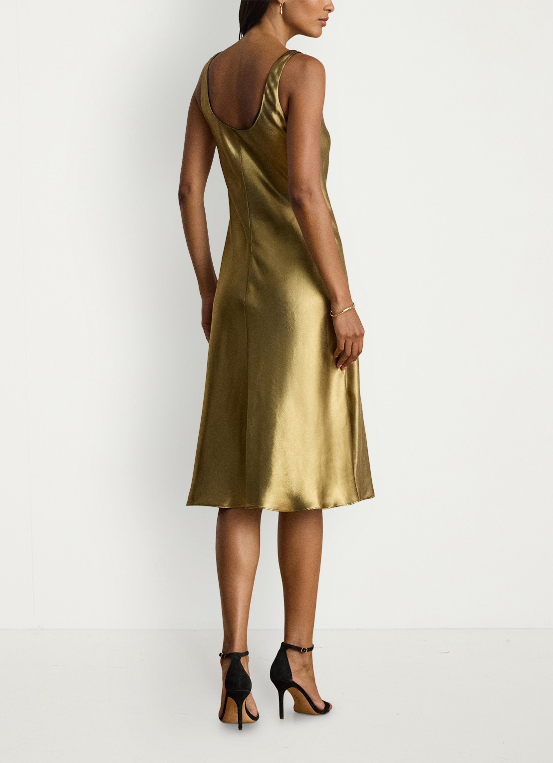 Ralph Lauren Midi jurk met metallic finish - achterkant 5 black/antique gold / goud