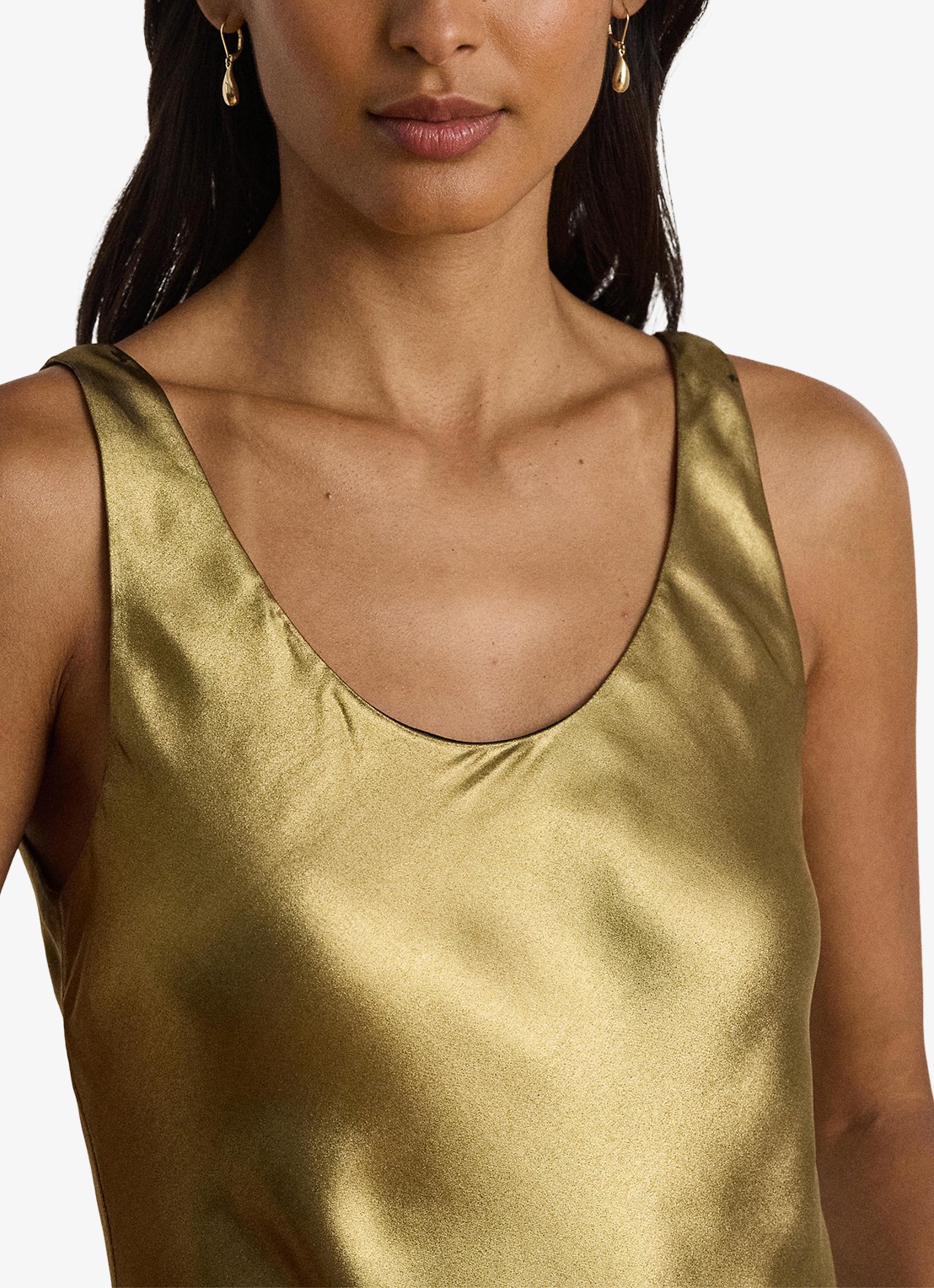 Ralph Lauren Midi jurk met metallic finish - detail black/antique gold / goud