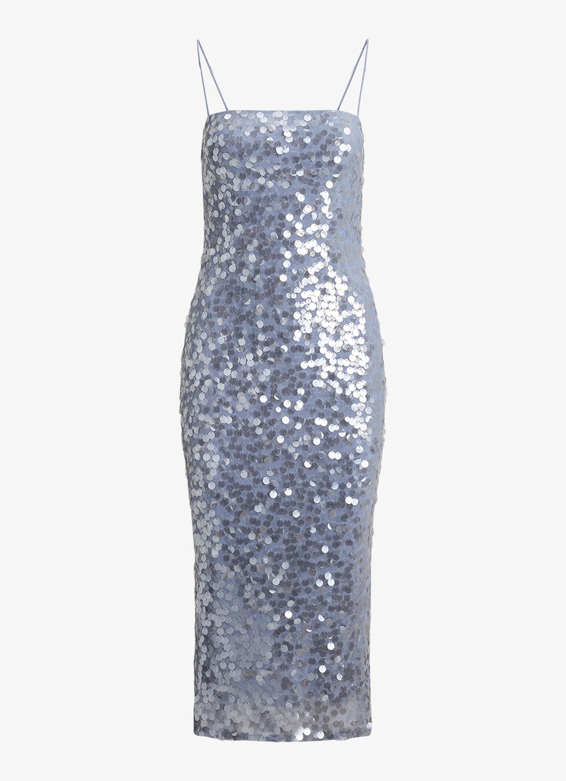 Ralph Lauren Midi jurk met pailletten en split - voorkant blue multi / blauw