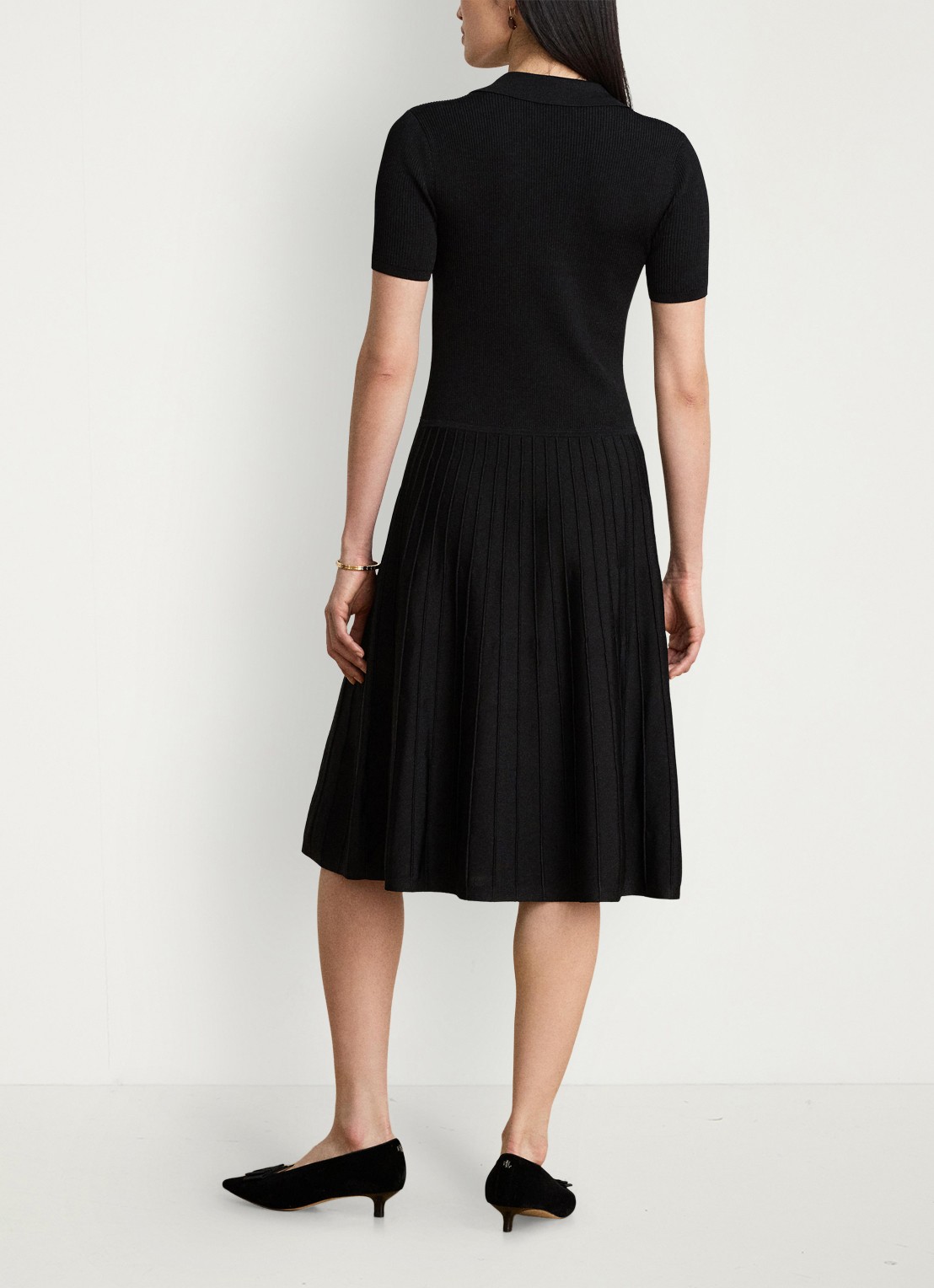 Ralph Lauren Midi jurk met ribstructuur - achterkant 5 zwart