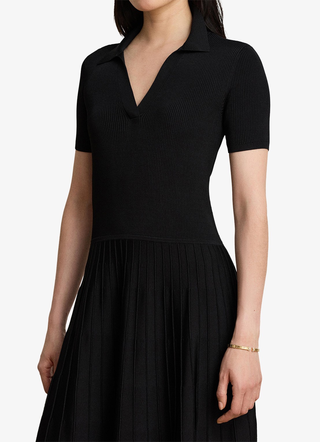 Ralph Lauren Midi jurk met ribstructuur - detail 2 zwart
