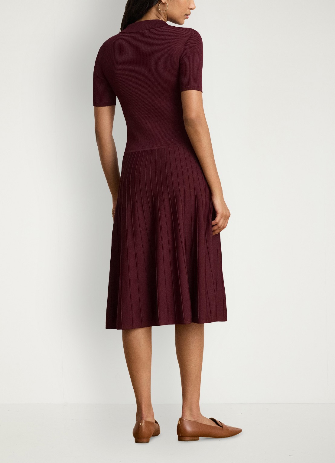 Ralph Lauren Midi jurk met ribstructuur - achterkant 3 dark garnet / bordeauxrood