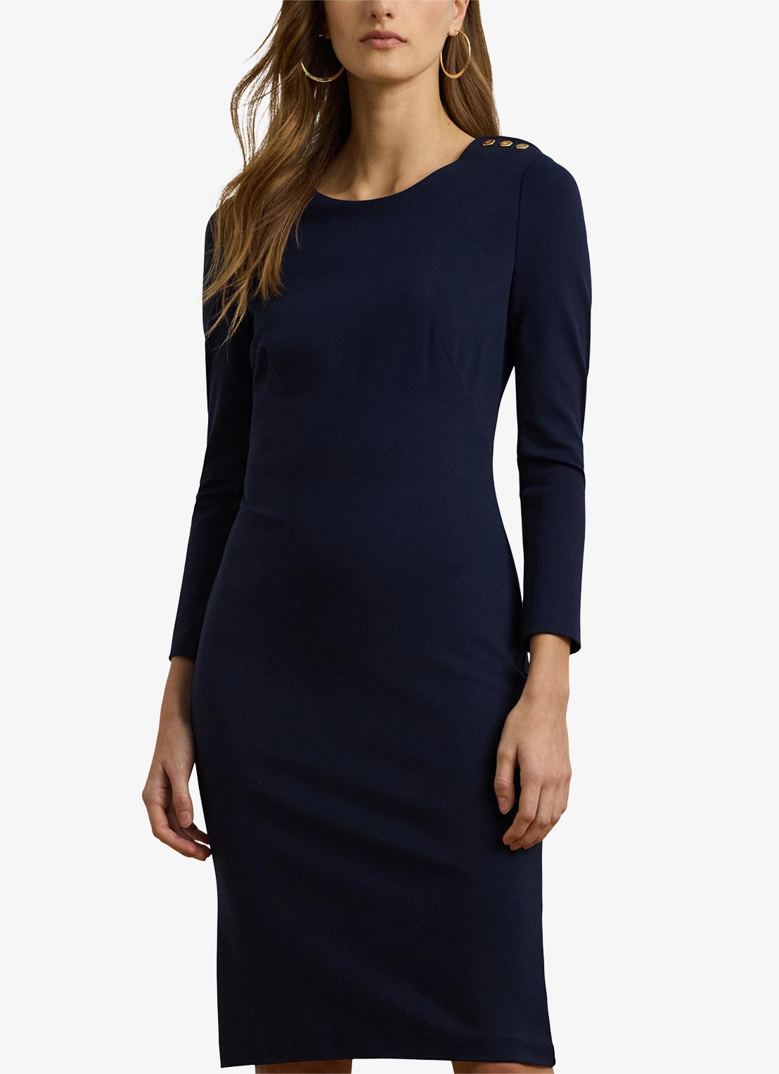 Ralph Lauren Midi jurk met sierknopen - detail 4 middengrijs