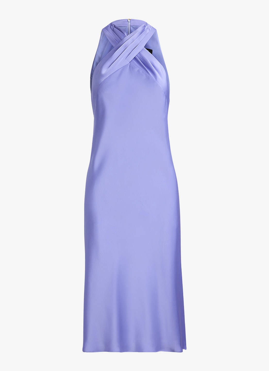 Ralph Lauren Midi jurk van satijn - voorkant 5 banker blue / lichtblauw