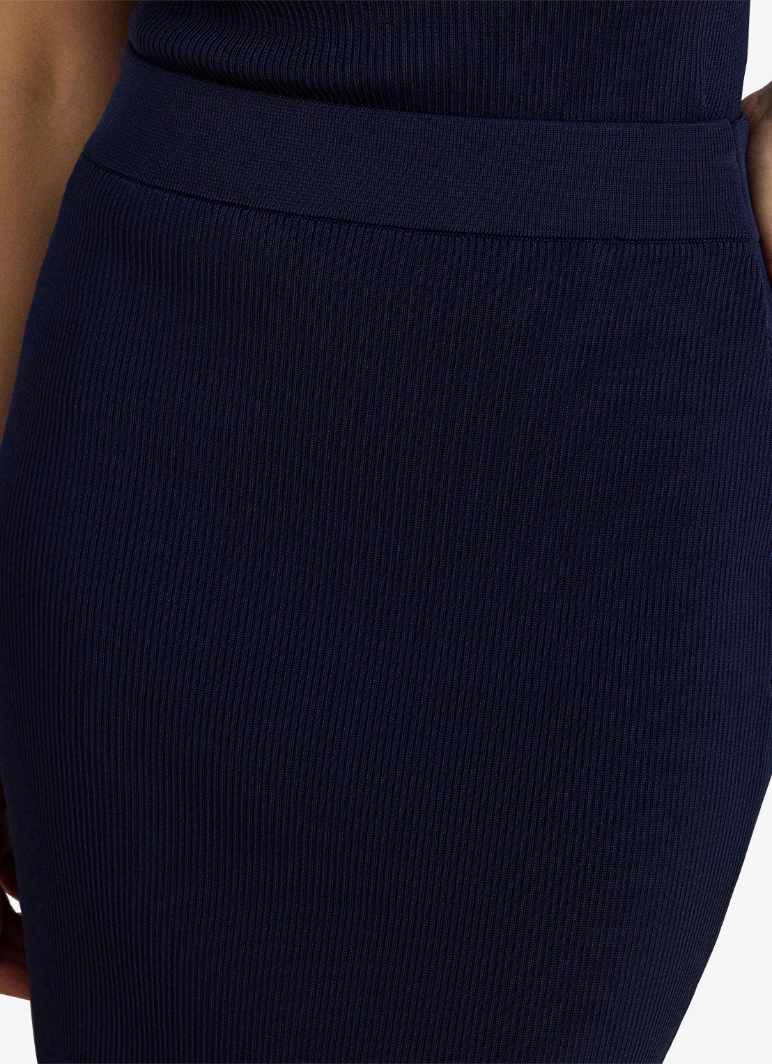 Ralph Lauren Midi kokerrok met ribstructuur - detail 5 refined navy / blauw
