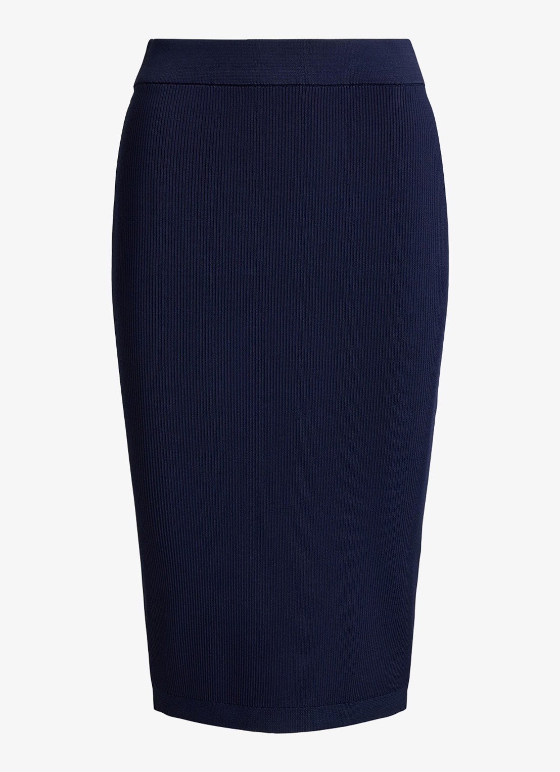 Ralph Lauren Midi kokerrok met ribstructuur - voorkant refined navy / blauw