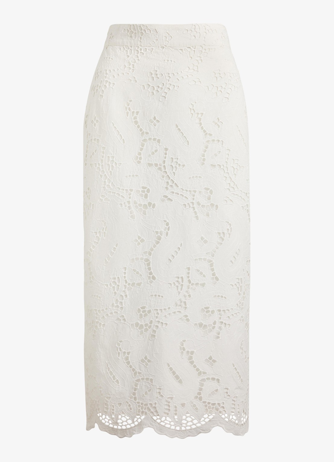 Ralph Lauren Midi rok met broderie - voorkant 2 wit