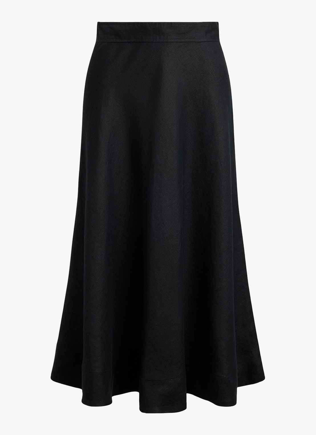 Ralph Lauren Midi rok met plooidetail - voorkant 2 zwart