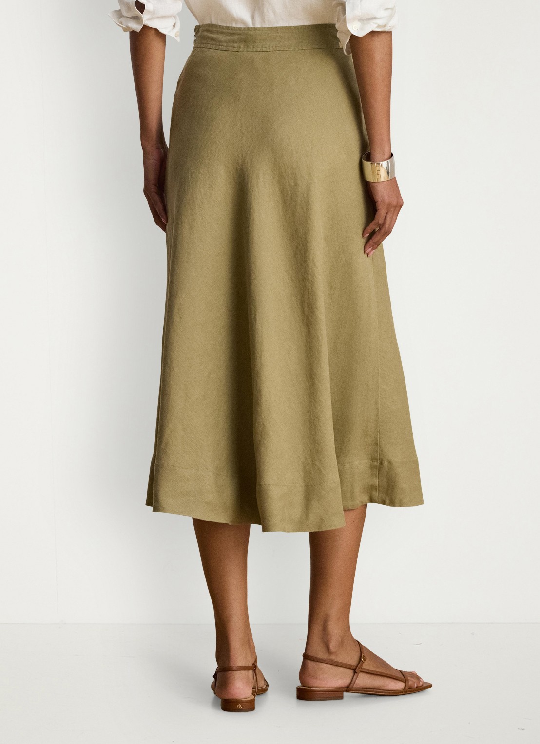 Ralph Lauren Midi rok met plooidetail - achterkant 5 light agave / groen