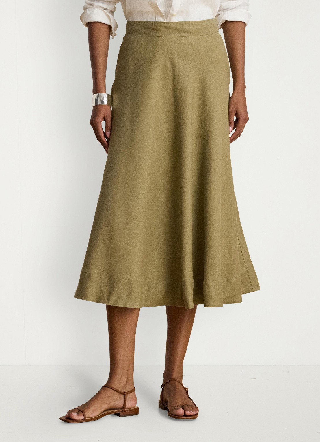 Ralph Lauren Midi rok met plooidetail - detail 3 light agave / groen