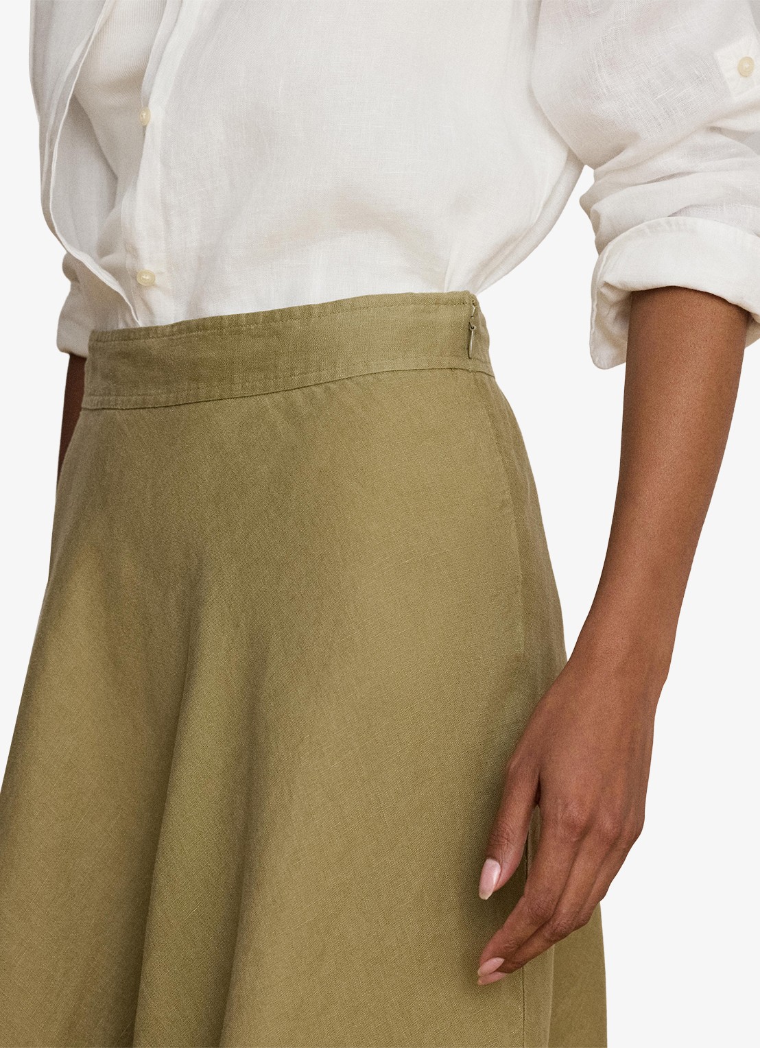 Ralph Lauren Midi rok met plooidetail - detail 4 light agave / groen