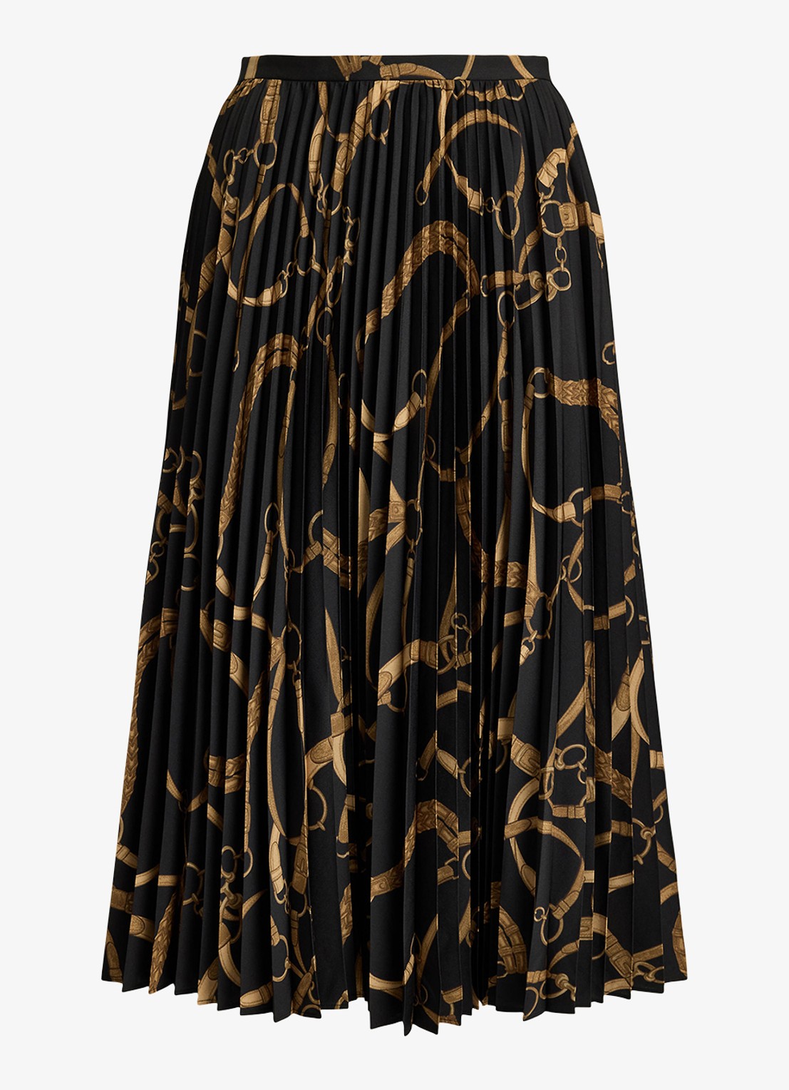 Ralph Lauren Midi rok met print - voorkant black/tan / zwart