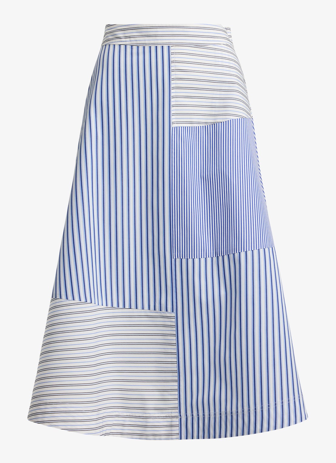 Ralph Lauren Midi rok met streepprint - voorkant 4 blue white multi / blauw