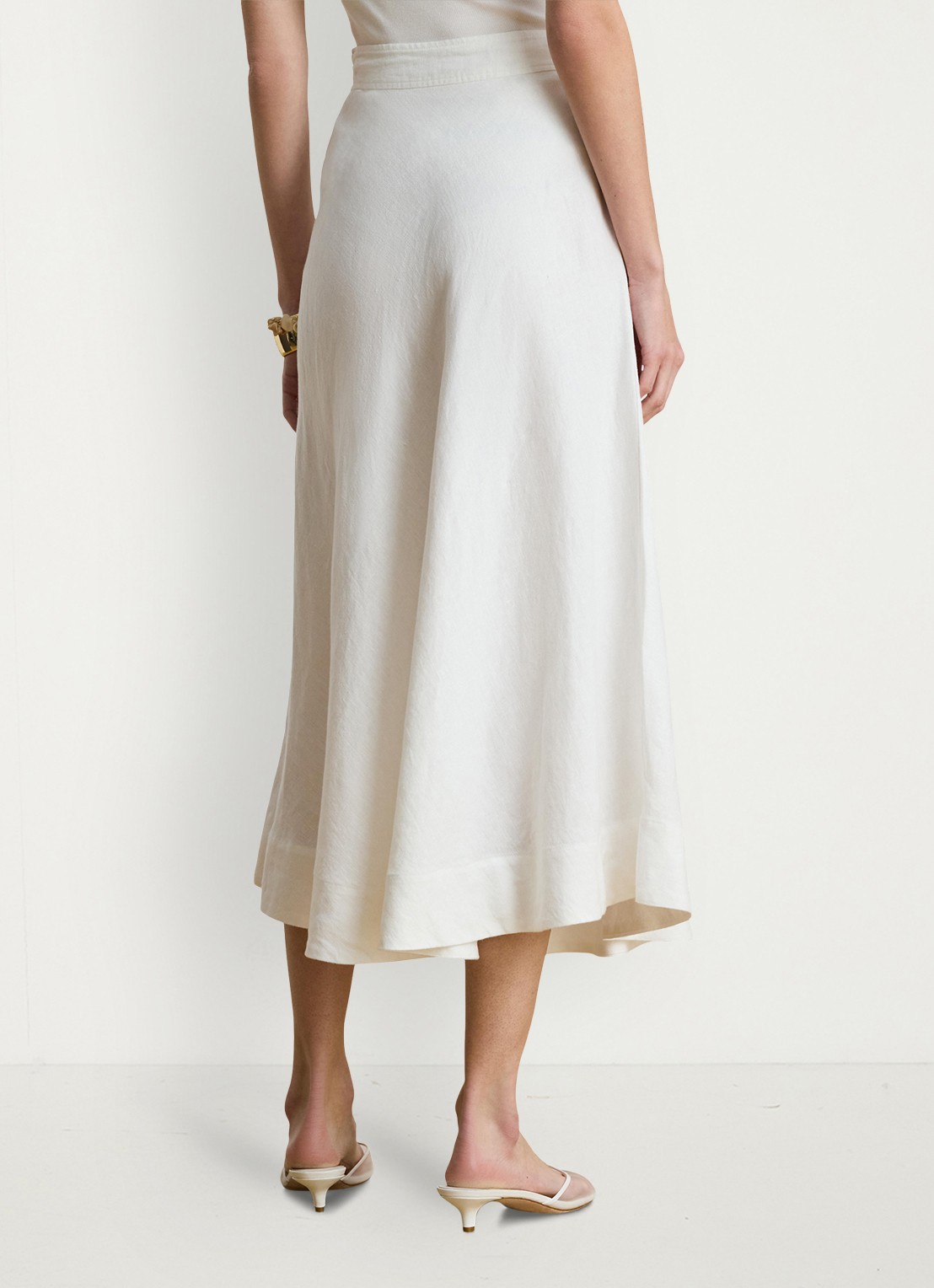 Ralph Lauren Midi rok van linnen - achterkant 3 wit