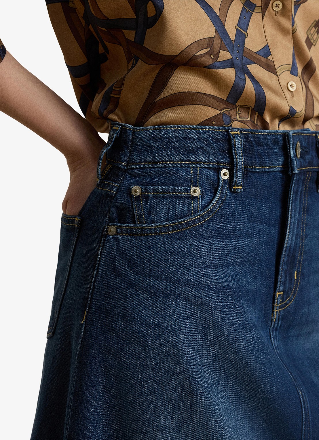 Ralph Lauren Midi spijkerrok in lyocellblend - detail 3 marina wash / indigo