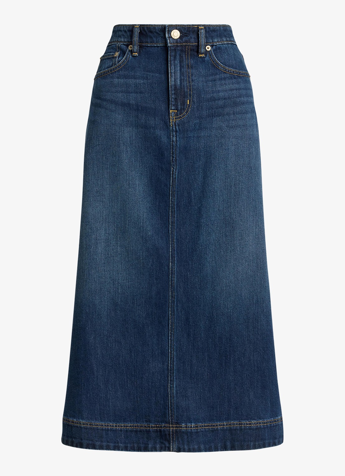 Ralph Lauren Midi spijkerrok in lyocellblend - voorkant 4 marina wash / indigo