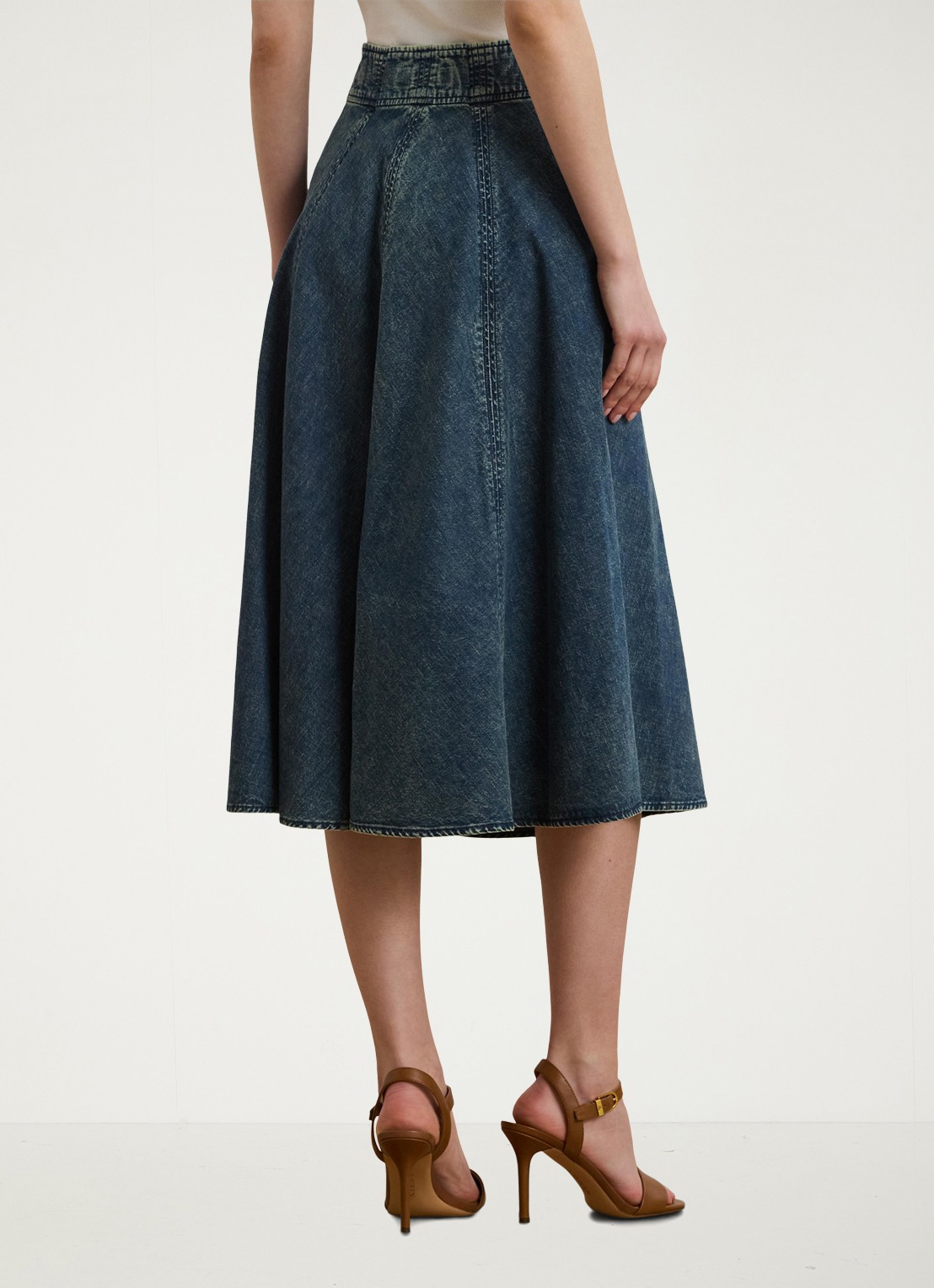 Ralph Lauren Midi spijkerrok met trekkoord - achterkant 5 denim