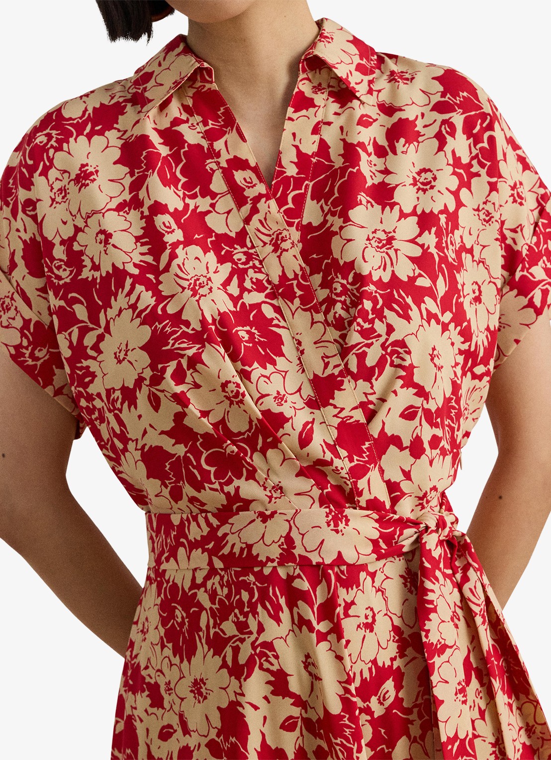 Ralph Lauren Midi tuniekjurk met bloemenprint - detail 4 red tan / rood