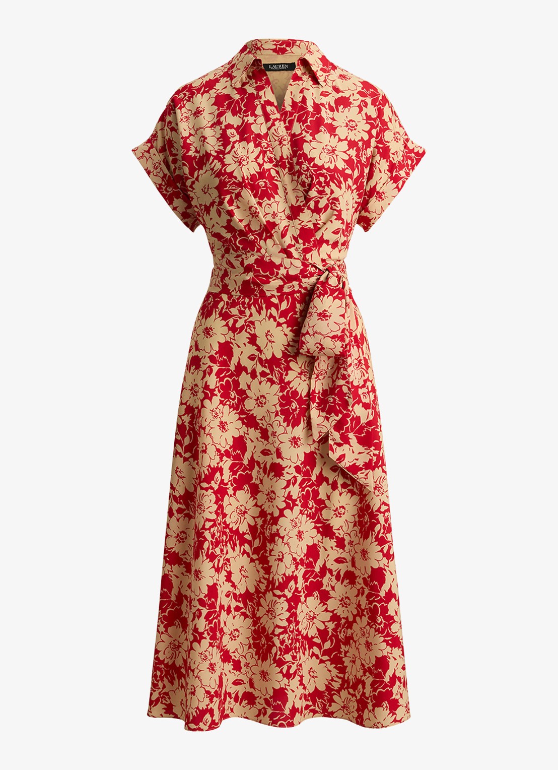 Ralph Lauren Midi tuniekjurk met bloemenprint - voorkant red tan / rood