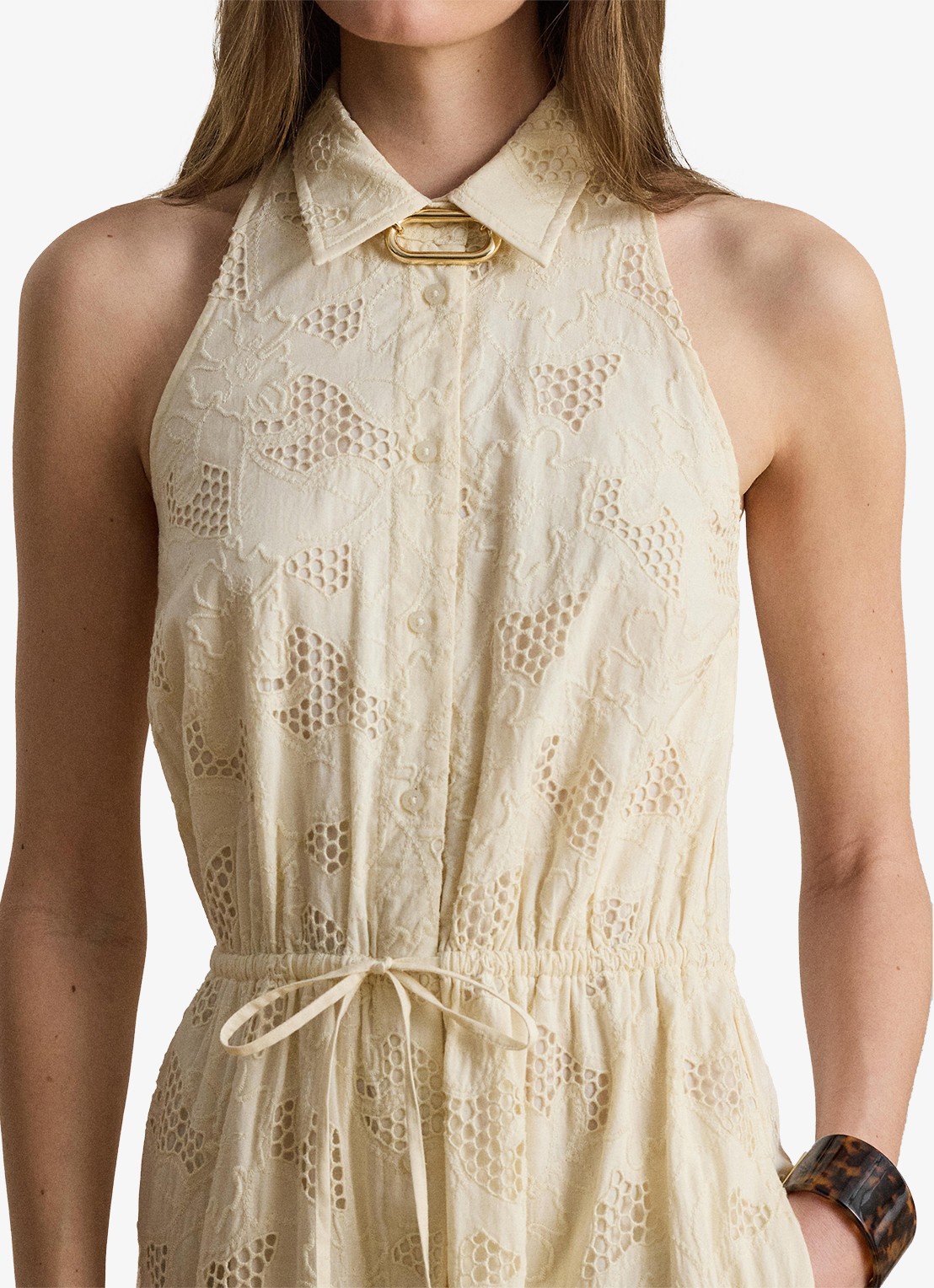 Ralph Lauren Midi tuniekjurk met broderie - detail 3 creme