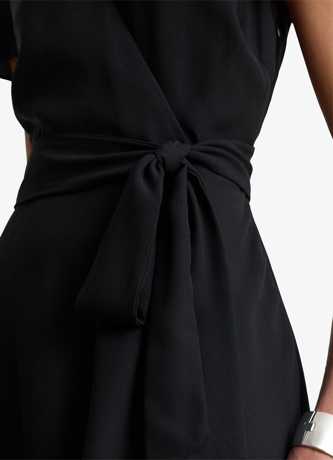 Ralph Lauren Midi wikkeljurk met strikceintuur - detail zwart