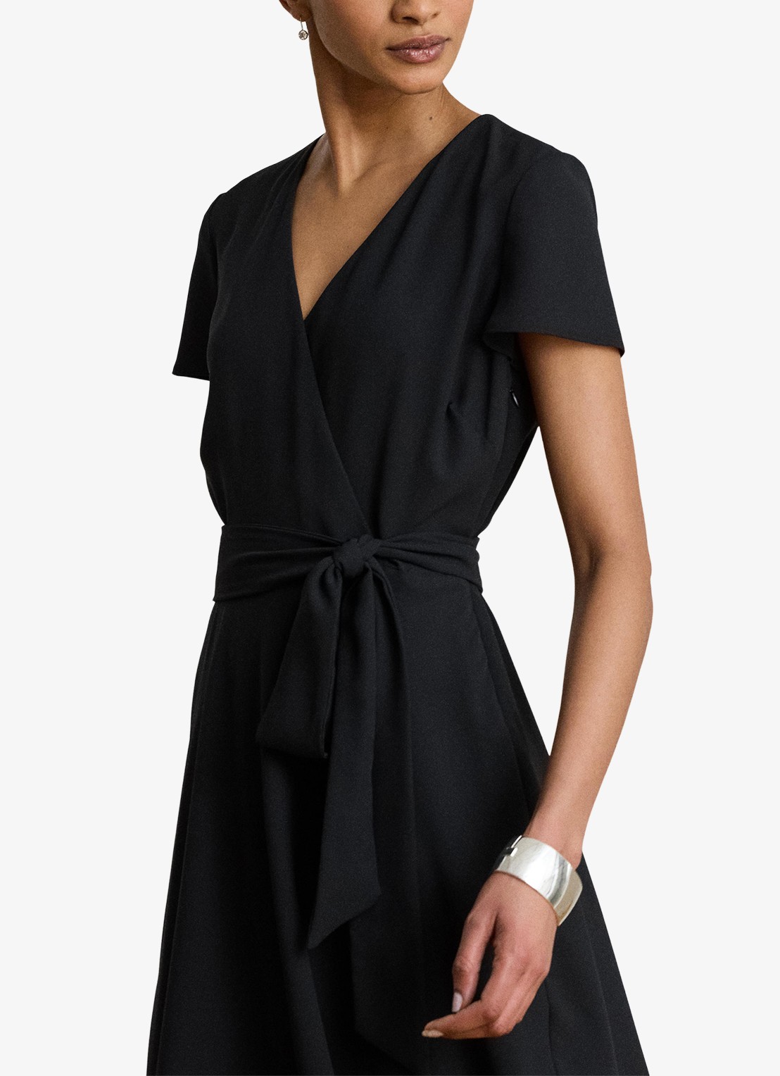 Ralph Lauren Midi wikkeljurk met strikceintuur - detail 2 zwart