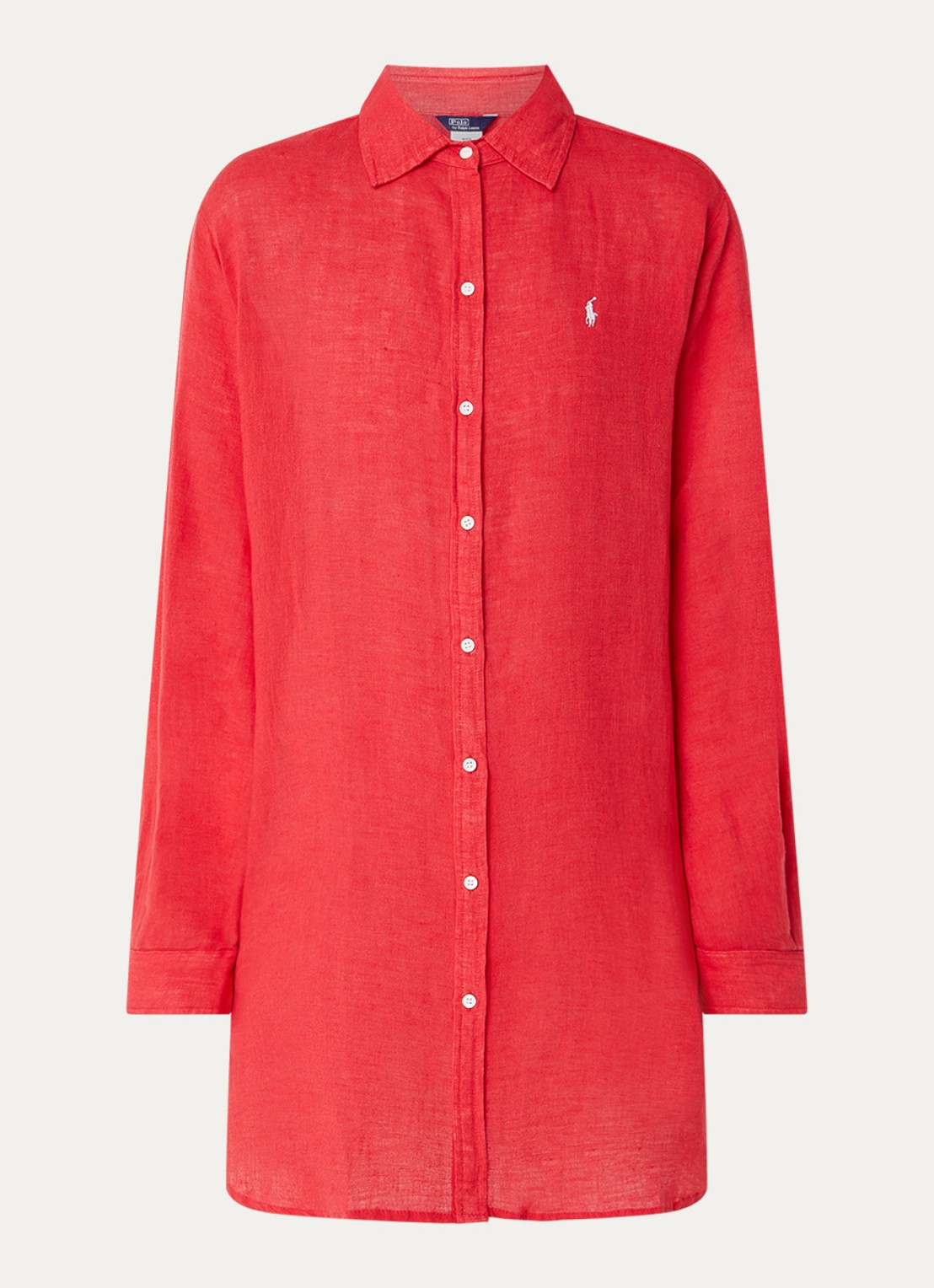 Ralph Lauren Mini blousejurk van linnen - voorkant 3 rood
